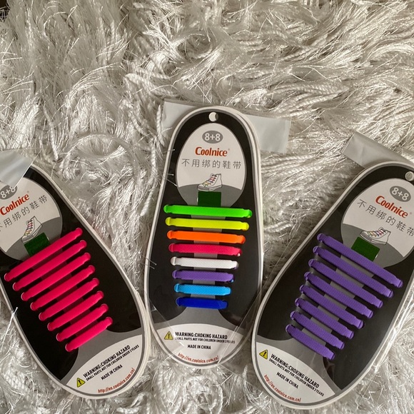 NEW Stocking Stuffers Black Multi-Color No Tie Laces COOLNICE - 3 Complete Sets - Picture 5 of 5